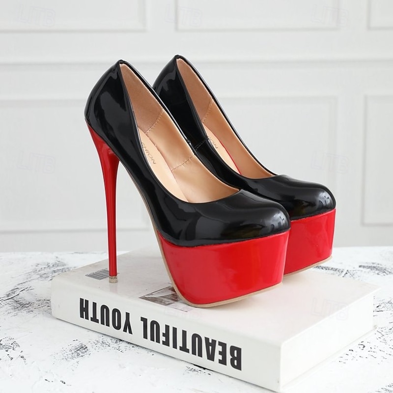 Stylish Women's Black and Red Platform High Heels - Perfect for Night Out and Special Events4