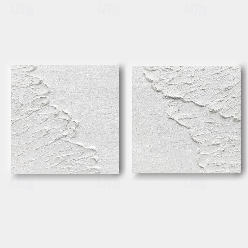 Handmade 3D White Oil Painting on Canvas Large hand painted Abstract Textured Palette Knife Boho oil painting Wall Art Custom Contemporary Minimalist artwork for Living Room bedroom home Decor3