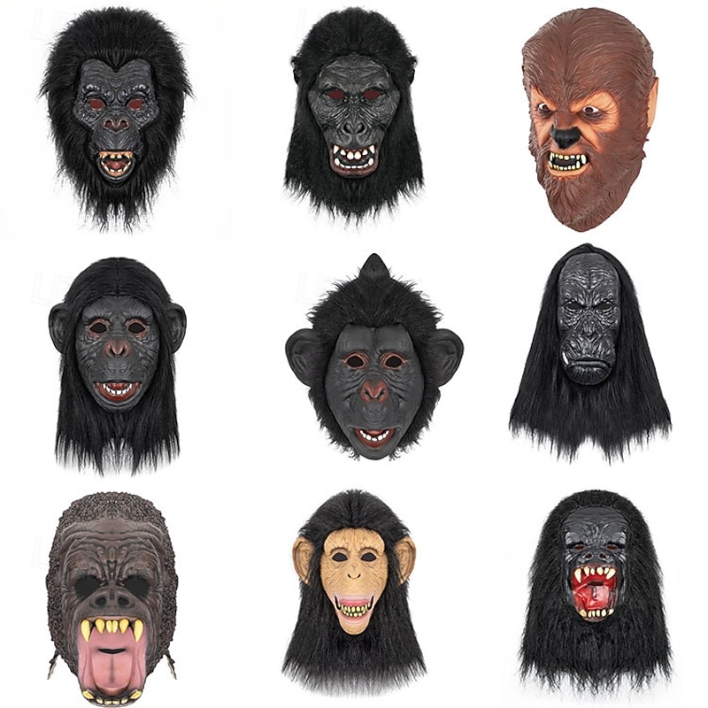 Halloween Caesar Ape Mask for Adults, Realistic Scary Costumes Latex Face Mask, Gorilla Latex Headgear for Halloween Party, Cosplay, or Prank Prop