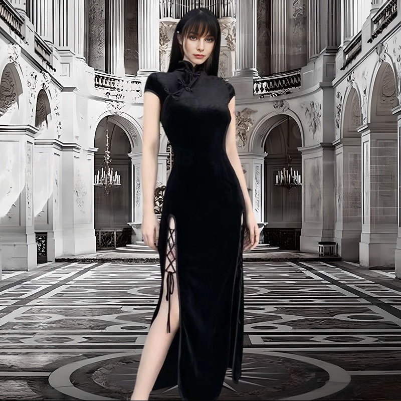 Punk Gothic Dress Solid Color Fancy Dress Women's Fantasy Halloween Carnival Party / Evening Adults' Dress - Main Image