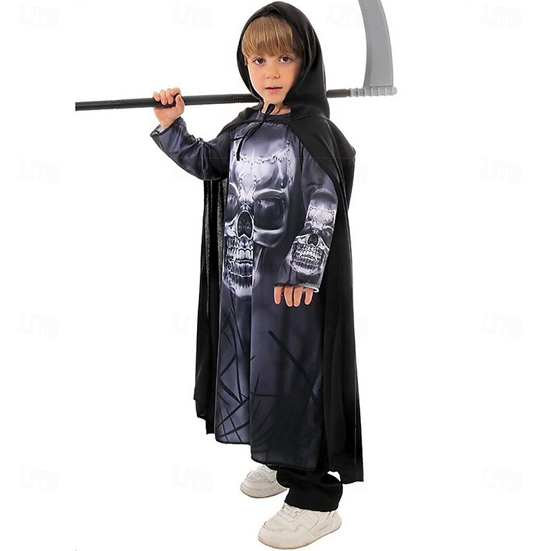 Grim Reaper Halloween Group Family Costumes Kid's Boys Girls' Scary Costume Performance Party Halloween Carnival Easy Carnival Costume3