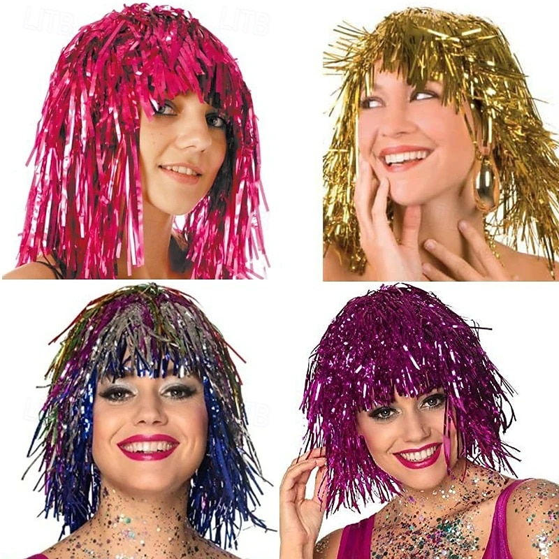 Colorful Shiny Hair Cosplay Queen Of Egypt Wig Carnival Party Costumes Prop Anime Dress Up Accessories Disco Masquerade Wig