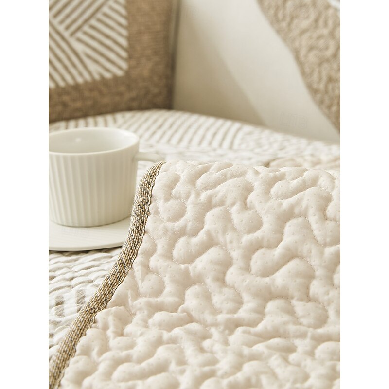 Cotton Quilted Sofa Cover Boho Geometric Pattern Sectional Couch Covers Non Slip Sofa Slipcover Furniture Protector for Dogs Pet2