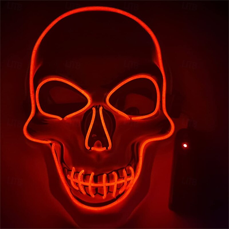 Halloween LED Mask Light up Scary Skull Face Cover Glowing Halloween Skull Cover for Cosplay Halloween Party Supplies Favor4