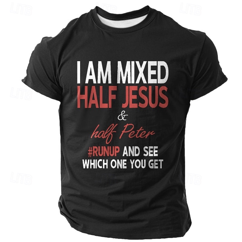 Men's Graphic T-Shirt - "I Am Mixed Half Jesus Half Peter" Funny Sarcastic Lifestyle Tee3