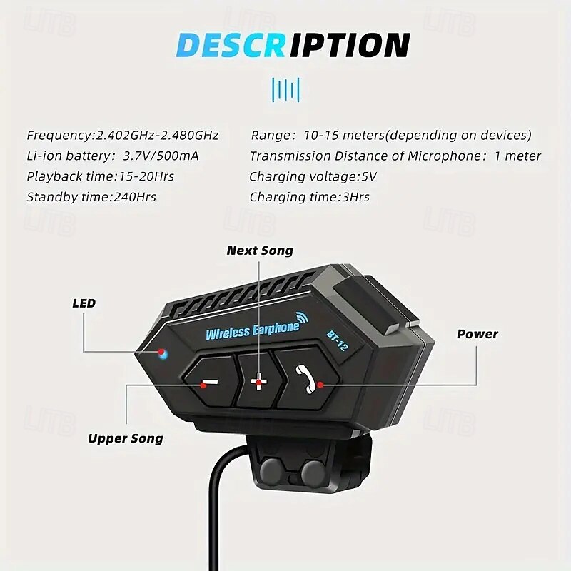 Motorcycle Helmet Bluetooth Headset Wireless Riding Music Headset Waterproof Noise Reduction3