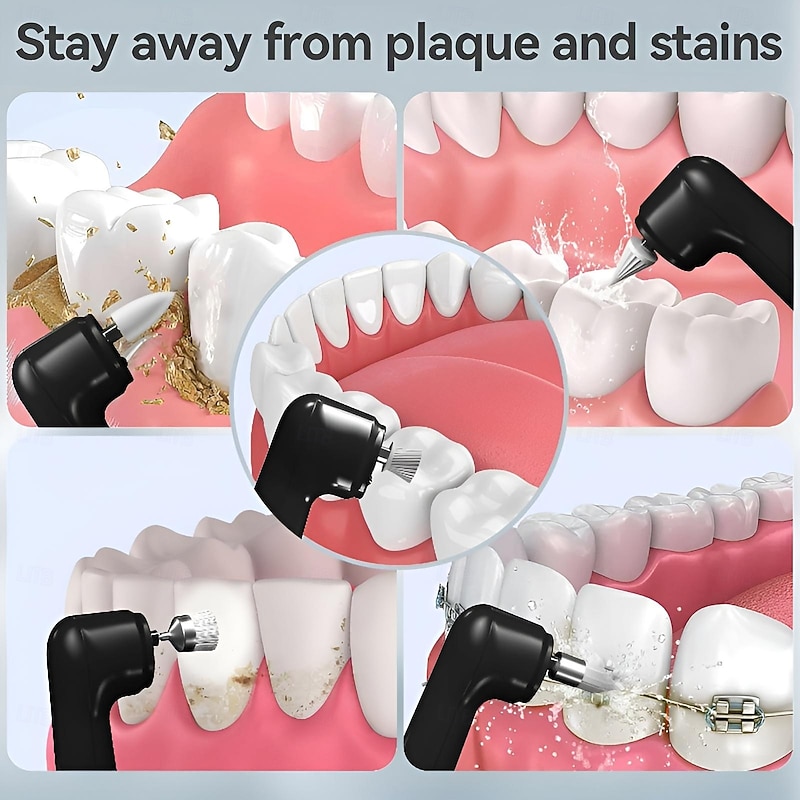 Tooth Polisher Electric Professional with 5 Replacement Heads and 5 Clean Mode USB Charging Waterproof Tooth Polisher Kit3