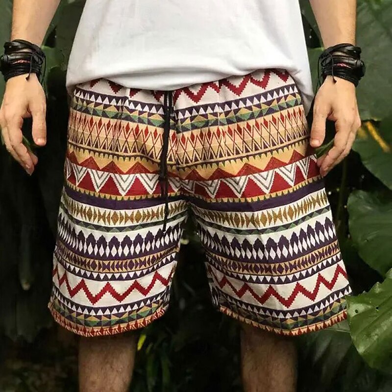 Men's Geometric Pattern Swim Trunks Swim Shorts Board Shorts Mid Waist Fashion Streetwear Designer Casual Daily Holiday Pocket Drawstring Elastic Waist Designer Clothing Apparel