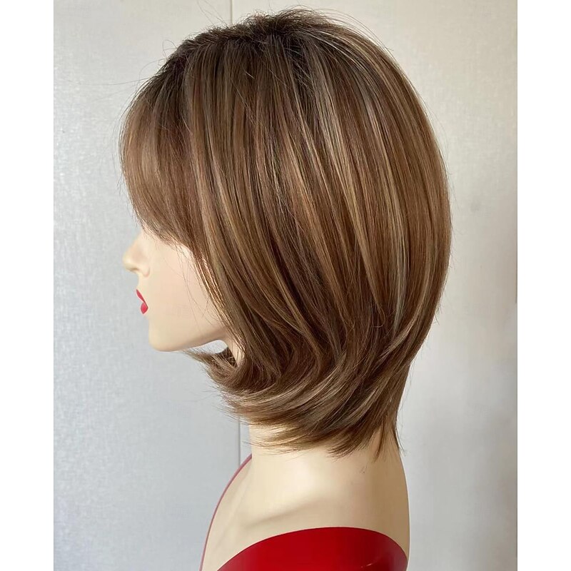 Short Wigs for Women Layered Short Hair Wig with Bangs Cute Natural Synthetic Wig4