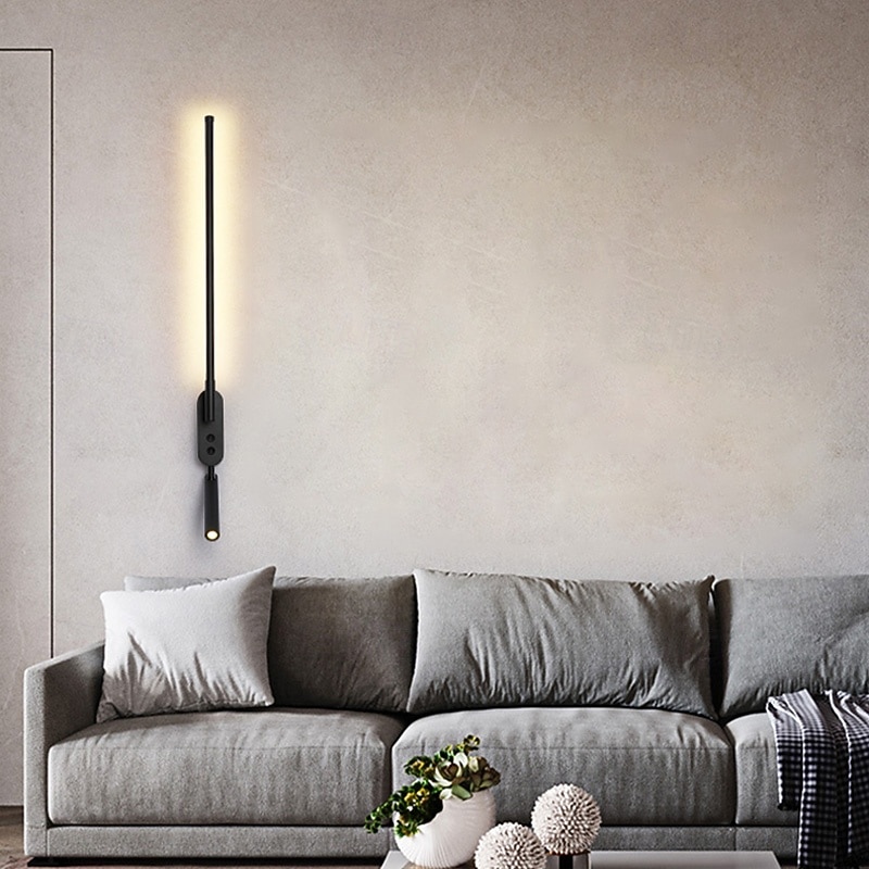 Modern Simple Linear Wall Lamp Long LED Wall Light Black Indoor Decor Wall Sconce for Bedroom Bedside Living Room Study Room Corridor Entryway Restaurant Night Light4