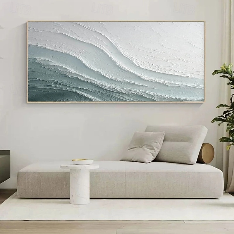 Oil painting handpainted Ocean Wave Oil Painting handmade Abstract Texture Blue Ocean Wave Painting Minimalist Painting Custom Blue Sea Wall Art painting for bedroom office decoration4