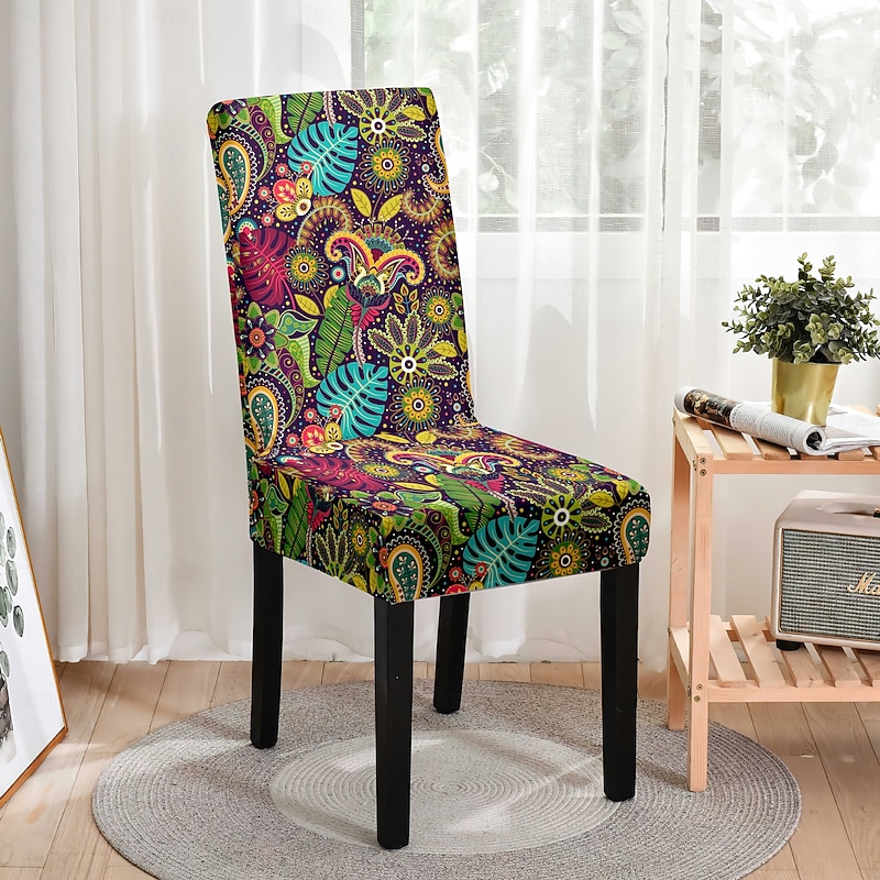 Stretch Floral Dining Chair Cover Elastic Slipcovers High Back Dining Chair Cover Easy to Fit and Remove Protects Against Spills and Stains Machine Washable Ideal for Home Decor