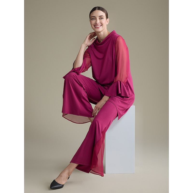 Luxurious High Neck Ruffle Long Sleeve Blouse4