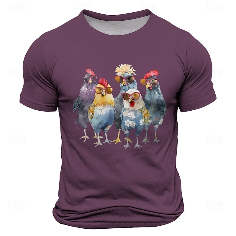 Men's Bird T Shirt Short Sleeve T shirt 3D Print Crew Neck Shirt Fashion Athleisure Street Sports Outdoor Black Blue Purple Summer Spring Clothing Apparel S M L XL XXL XXXL3