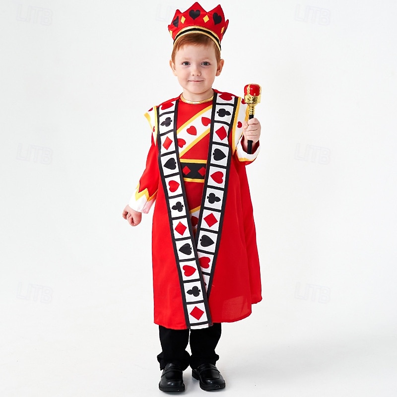 Alice in Wonderland Fairy Tale King of Hearts Halloween Group Family Costumes Kid's Adults' Men's Boys Movie / TV Theme Costumes Performance Halloween Carnival Masquerade Easy Carnival Costume3