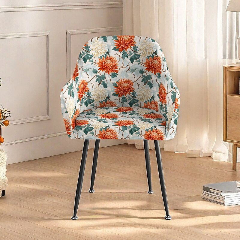 Stretch Floral Dining Chair Cover Elastic Slipcovers for Dining Chairs with Floral Pattern Easy to Fit and Remove Protects Against Spills and Stains Machine Washable Ideal for Home Decor