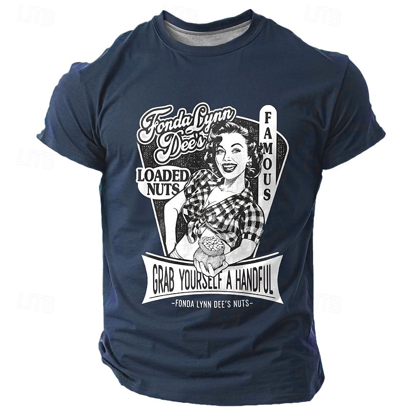 Mens Graphic T-Shirt Fonda Lynn Dee's Famous Loaded Nuts Pun Vintage Humor Short Sleeve4