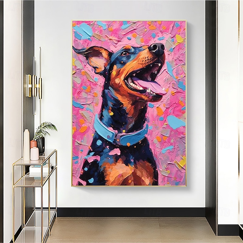 Handmade Oil Paintings Canvas Wall Art Decoration Modern Animal Abstract Coloured Hound for Home Decor Rolled Frameless Unstretched Painting2