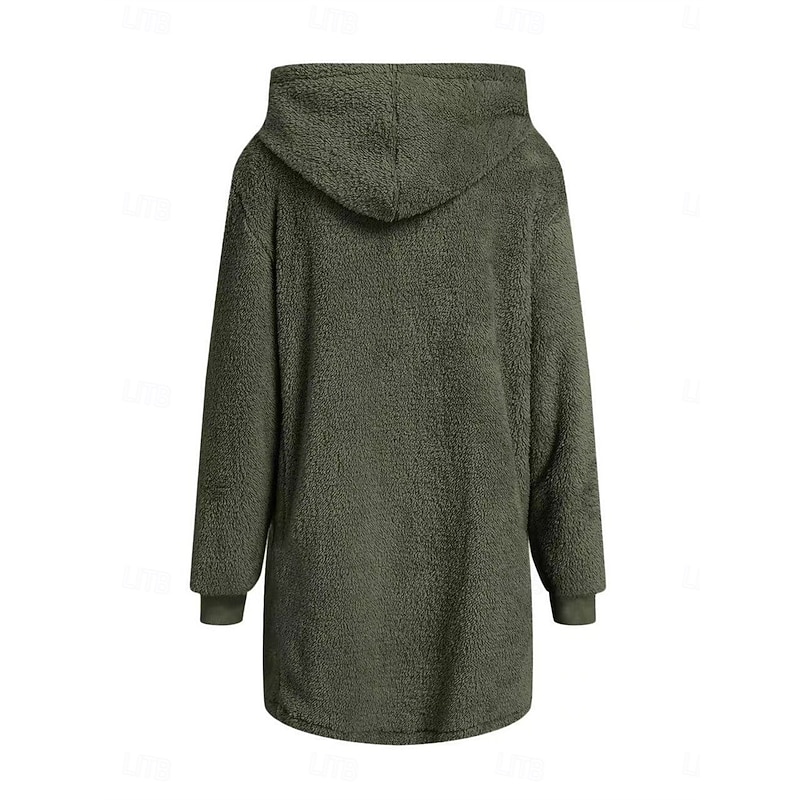 Women's Fleece Jacket Teddy Coat Hoodie Jacket Warm Breathable Zipper Pocket Fleece Lined Casual Color Block Vacation Street Daily Wear Going out Zipper Long Hoodie Regular Fit Long Sleeve Outerwear2