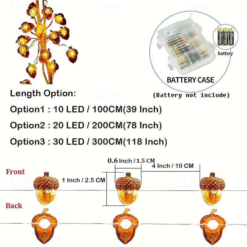 Thanksgiving Decorations Acorn Lights String, Fairy String Lights Battery Operated, Fall Lights for Home Autumn Garland Bedroom Christmas Tree Halloween Party Decor4