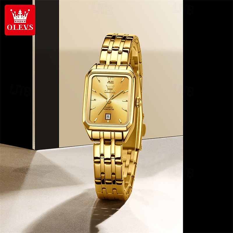 New Olevs Olevs Brand Fashion Tide Women'S Watches Luminous Calendar Versatile Square Small Dial Quartz Watch Waterproof Leisure Sports Ladies Wristwatch
