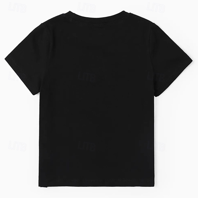 100% Cotton Kids Boys Black White Graphic Letter T shirt Tops Crew Neck Short Sleeve Casual Daily Wear Vacation Fashion Sport Print Summer2