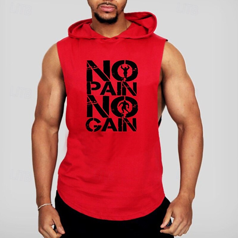 Men's Workout Tank Top Running Tank Top Gym Tank Top Sleeveless Vest / Gilet Casual Athleisure Letter Cotton Quick Dry Soft Breathable Gym Workout Walking Jogging Sportswear Activewear Red / White4