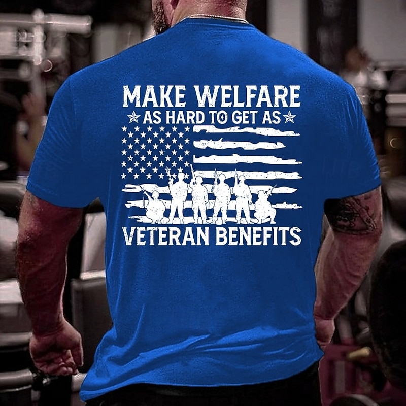 Veterans Day Men's Patriot Patriotic Veteran American US Flag Patriotism T shirt Short Sleeve T shirt 3D Print Crew Neck Shirt Fashion Athleisure Street Sports Outdoor Black White Blue Summer Spring2