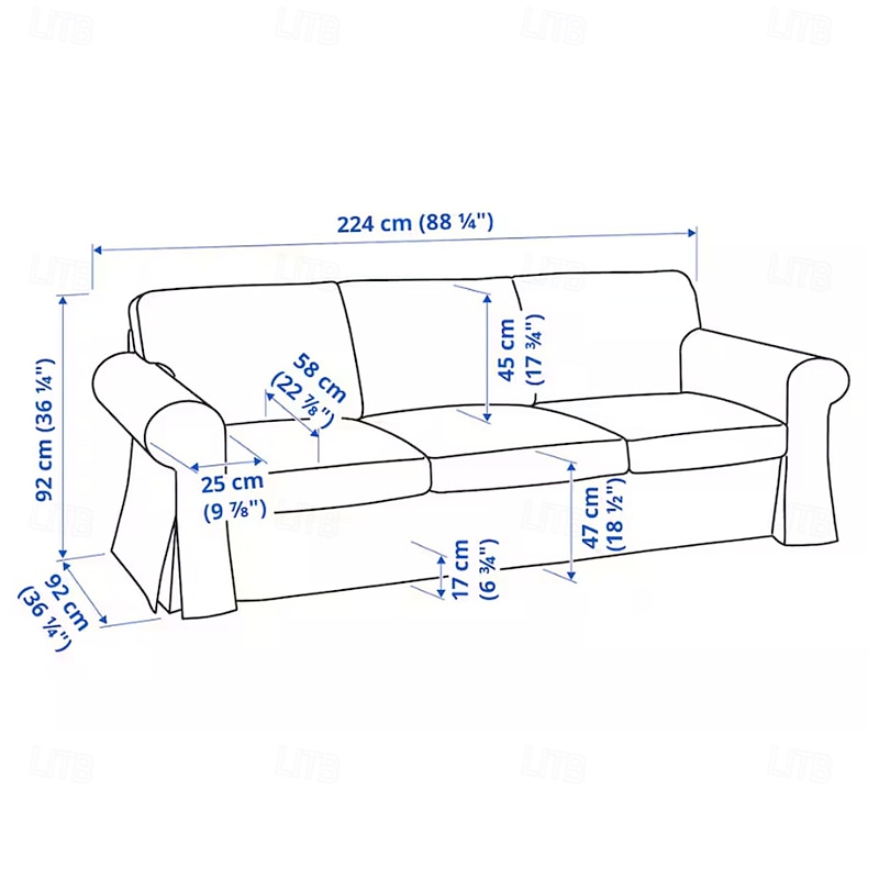 Sofa Cover 100% Cotton 3 Seat Sofa Sllipcover Solid Color Quilted Slipcovers  UPPcover LITB PRIME cover3
