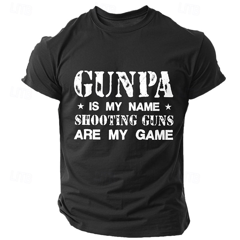 Men's Game Letter Printed Funny Gun T Shirt Tee Top 100% Cotton Short Sleeve Graphic Shirt Black Army Green Dark Blue Comfortable Tee Street Sports Outdoor Fashion Designer Clothing3