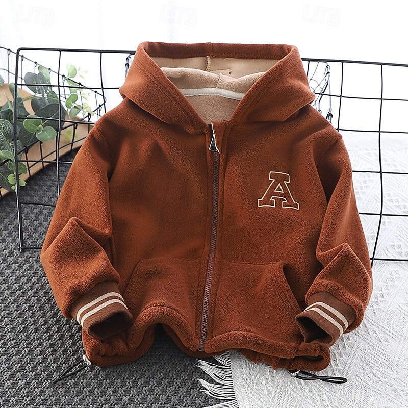 Boys' 3D Letter Hoodie Coat Outerwear Long Sleeve Fall Winter Streetwear Sport Basic Kids 4-8Years Vacation Sport Daily Regular Fit - Main Image