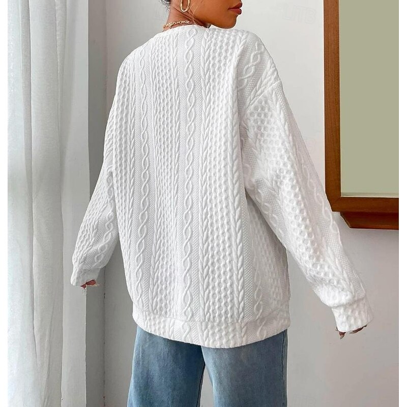 Women's Sweatshirt Elegant Vintage Plain Work Dailywear Casual Crew Neck Patchwork Long Sleeve Black White Blue Gray Fall Winter2