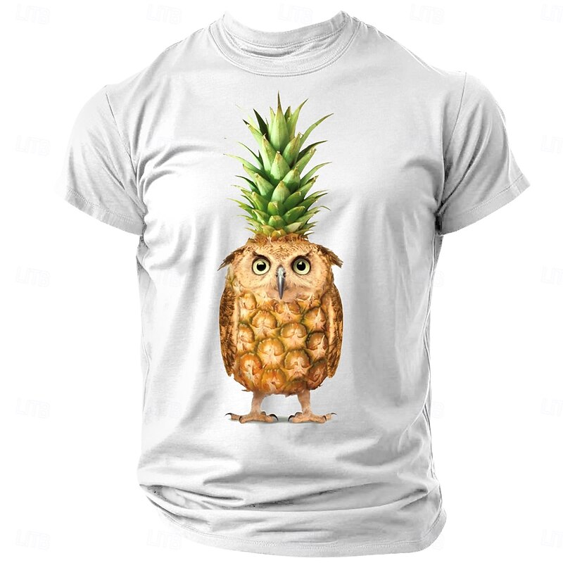 Men's Funny Owl Pineapple Hybrid Graphic Short Sleeve T-Shirt