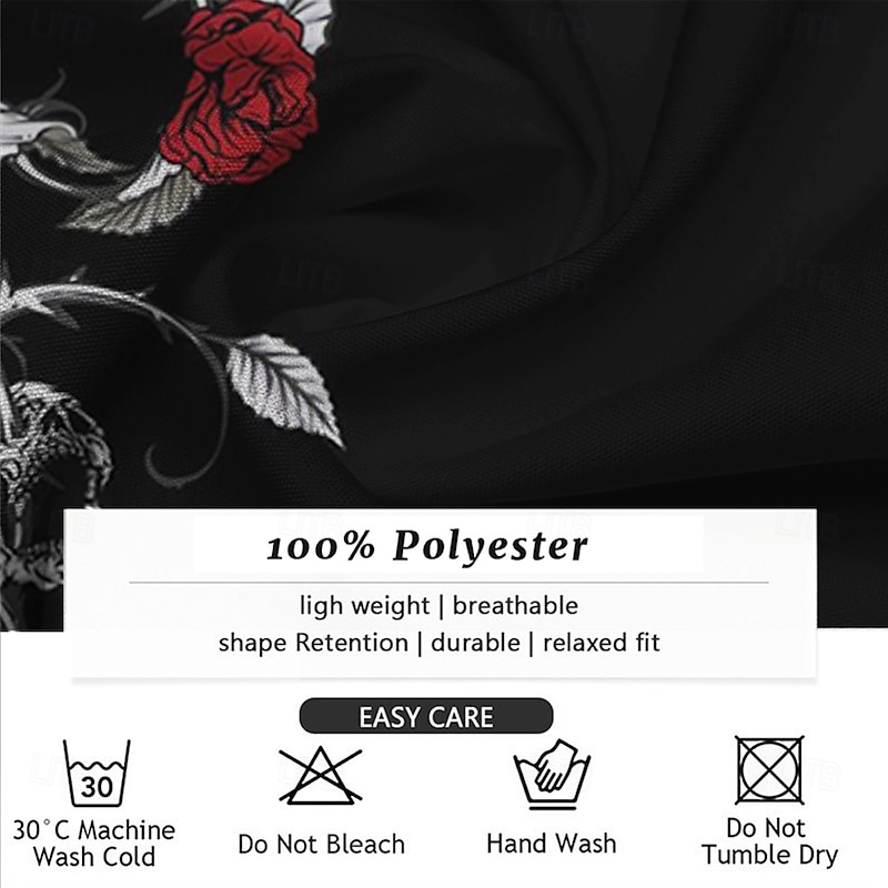 Men's Floral Halloween Costumes Day of the Dead Dress Shirt Button Up Shirt Long Sleeve Casual Business Casual Party Evening Wear Event / Party Daily Fall Winter Spring & Summer Shirt Collar Button3