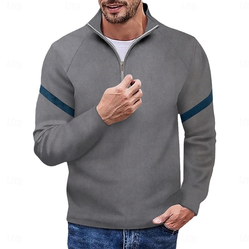 Men's Sweatshirt Quarter Zip Sweatshirt Black Red Navy Blue Blue Orange Half Zip Color Block Sports & Outdoor Daily Holiday Polyester Streetwear Basic Casual Spring &  Fall Clothing Apparel Hoodies2
