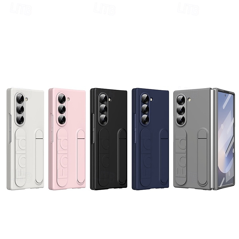 Phone Case For Samsung Galaxy Z Fold 7 Z Fold 6 Z Fold 5 Z Fold 4 Back Cover with Stand Holder with Screen Protector Full Body Protective Retro PC Silicone2