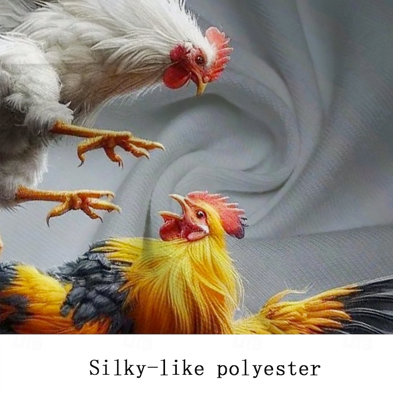 Men's Rooster T Shirt Short Sleeve T shirt 3D Print Crew Neck Shirt Fashion Athleisure Street Gray Summer Spring Clothing Apparel S M L XL XXL XXXL3