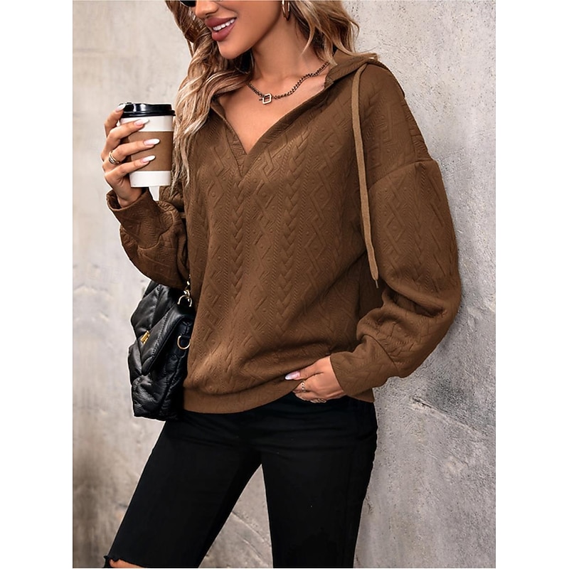 Women's Blouse Stylish Modern Long Sleeve Regular Tops Work Daily Brown Spring Fall Winter