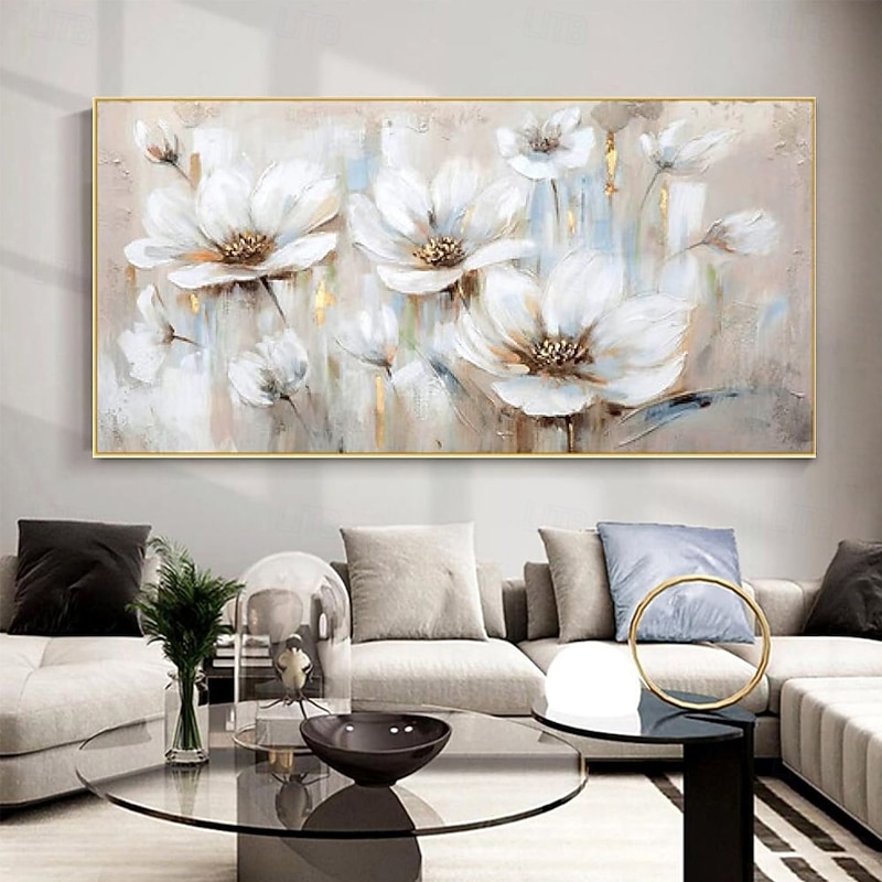 Handmade Oil Painting Canvas Wall Art Decoration Modern Abstract Flowers Texture  for Living Room Home Decor Rolled Frameless Unstretched Painting