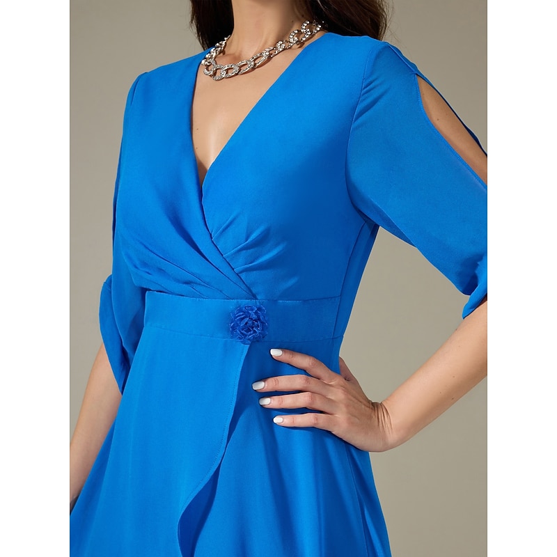 Chiffon Irregular Hem Split Sleeve Wide Leg Jumpsuit3