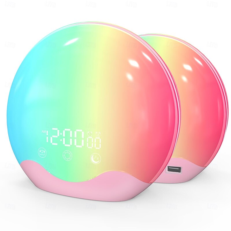 LED Smart Light Sunrise Alarm Clock Wake Up Light for Heavy Sleepers, with 12 Colour Led Night Light, 5 Sets of Nature Sounds and Fm Radio, A Smart Sleep Trainer4