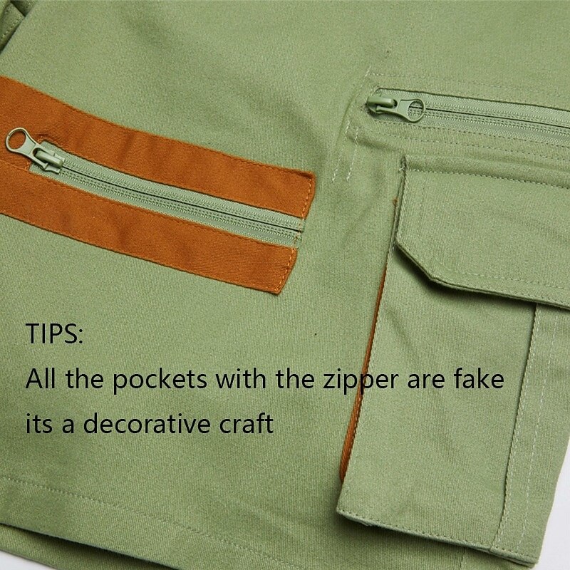 Men's Cargo Shorts Shorts Beach Shorts Casual Shorts Multi Pocket Straight Leg Fake Zipper Pocket Plain Comfort Knee Length Outdoor Casual Daily Vacation Fashion Green+Gray Black+Grey Inelastic4