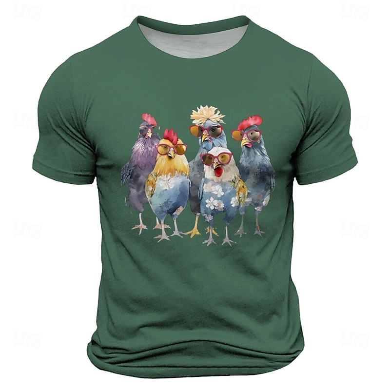 Men's Bird T Shirt Short Sleeve T shirt 3D Print Crew Neck Shirt Fashion Athleisure Street Sports Outdoor Black Blue Purple Summer Spring Clothing Apparel S M L XL XXL XXXL