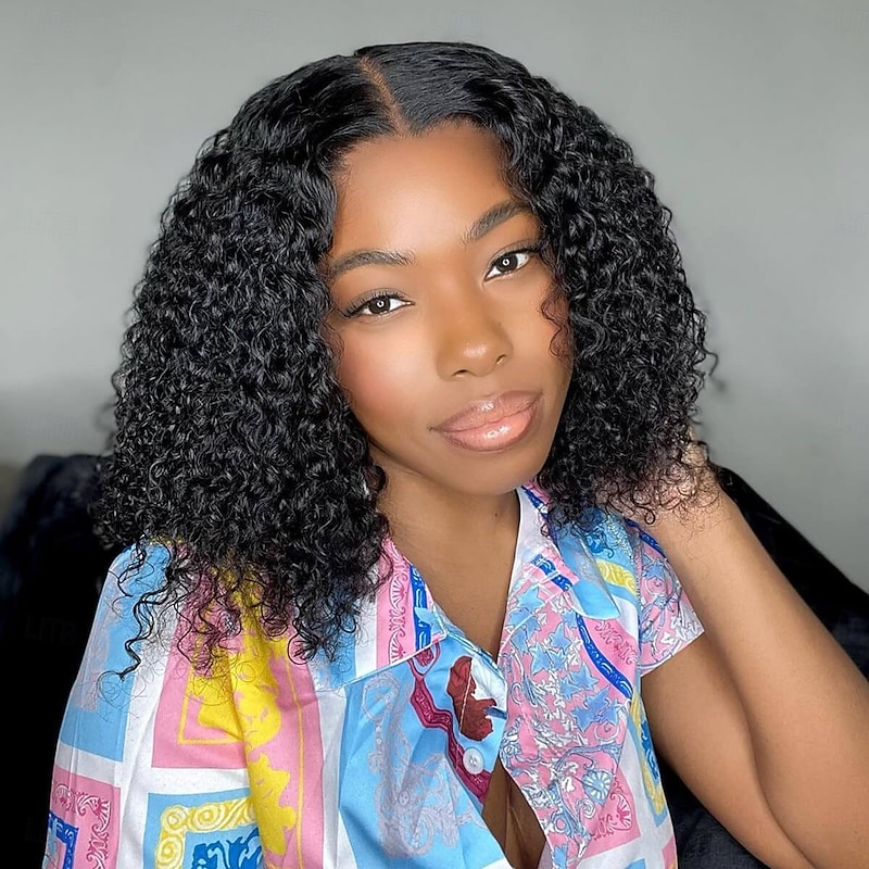 Human Hair 13x4 Lace Front Wig Free Part Brazilian Hair Wavy Water Wave Short Bob Wig 180% 250% Density with Baby Hair 100% Virgin Glueless Pre-Plucked For wigs for black women Short Human Hair3
