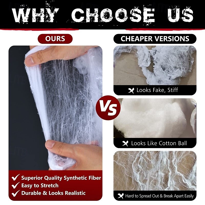 300g Halloween Decorations Artificial Spider Web Stretchy Cobweb Scary Party Halloween Decoration for Bar Haunted House Scene Props3