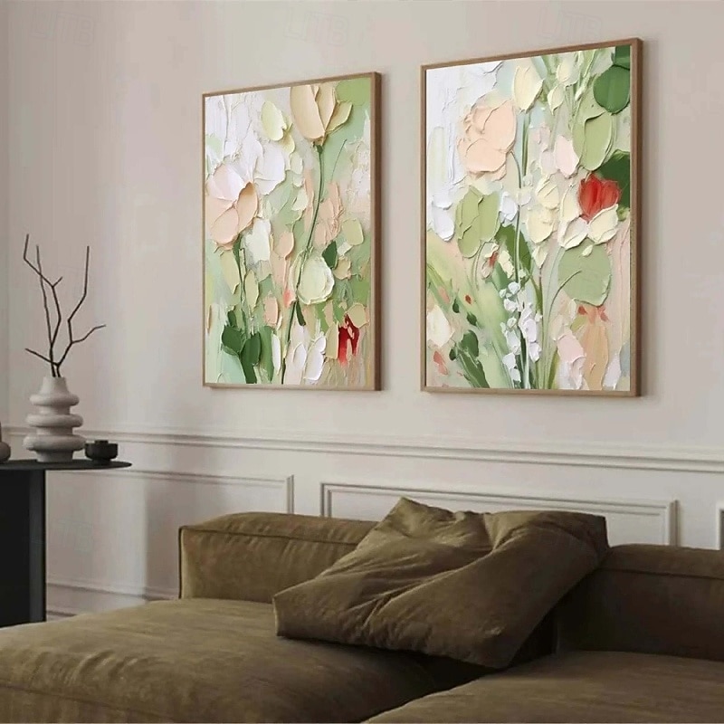 Flower Oil Painting On Canvas handmade Abstract Rose Flower Painting handpainted Flower Landscape Painting Floral Wall Art Canvas Spring painting for Living Room bedroom decoration4