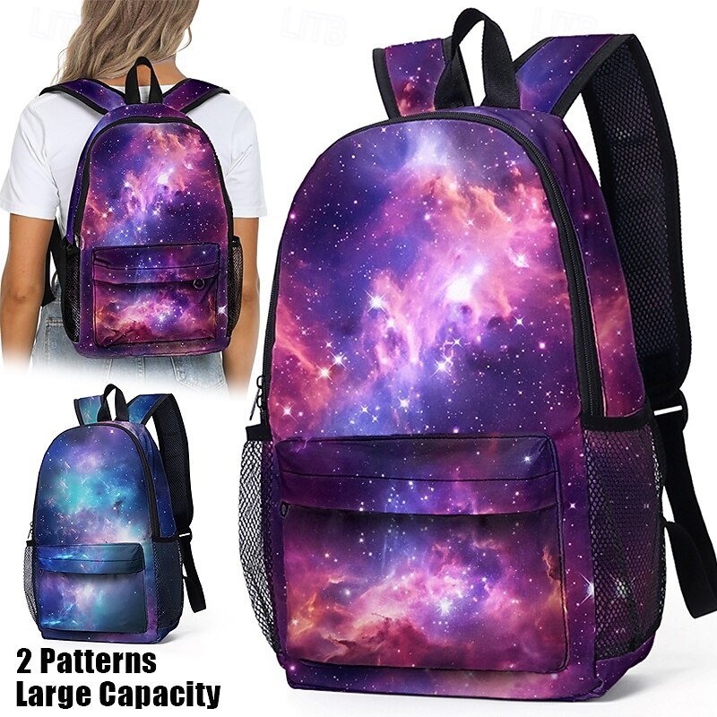 Galaxy Print Backpack for Girls and Teens – Large Capacity Lightweight School Bag with Cosmic Nebula Design, Ideal for Daily Use and Back to School