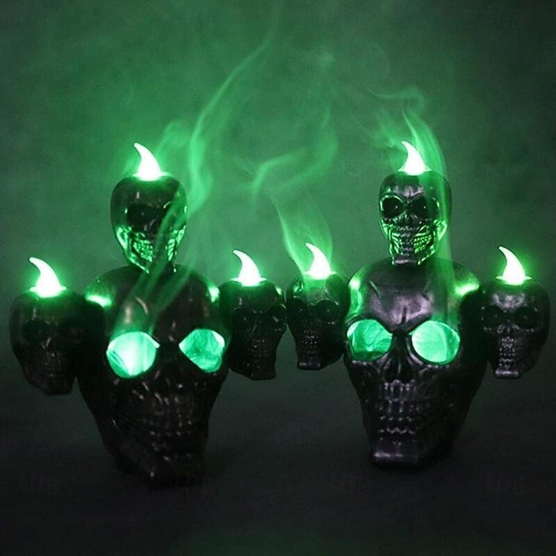 Halloween Decorations Skull Lamp Horror Candle Lamp Smoke Sandalwood LED Secret Room Haunted House Script Props Bar Home Ghost Festival Desktop Decoration3