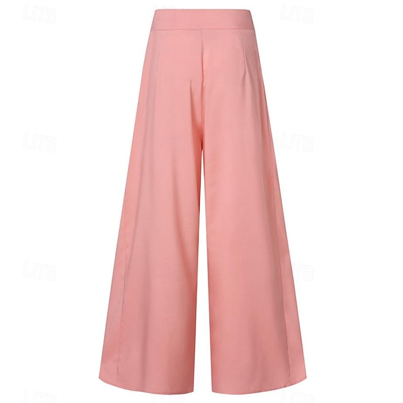 Women's Chinos Pants Trousers Fashion Streetwear Full Length High Waist Solid Color Wide Leg Breathability Soft Comfortable Micro-elastic Vacation Street Daily Black Pink Blue Khaki Spring Fall Winter3