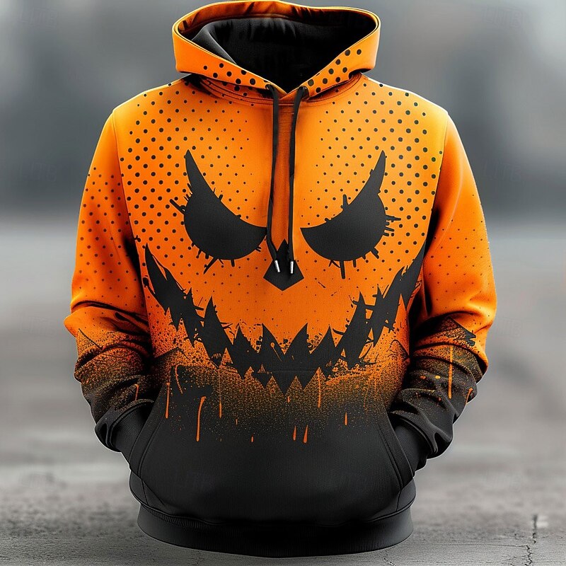 Pumpkin Men's Fashion Comfort Color Sweatshirts 3D Print Hoodie Halloween Hoodies Orange Hooded